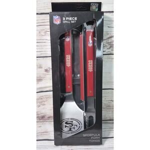 San Francisco 49ers NFL 3-Piece Stainless Steel BBQ Grill Set And Bottle Openers